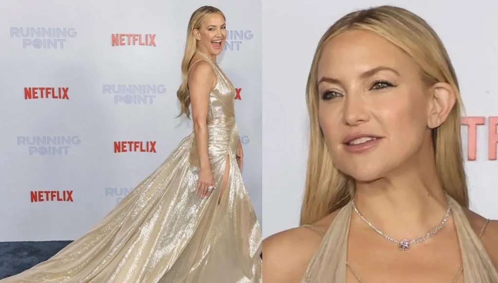 كيت هدسون تجذب الأضواء ببريق الذهبي على السجادة الحمراء (صور وفيديو)