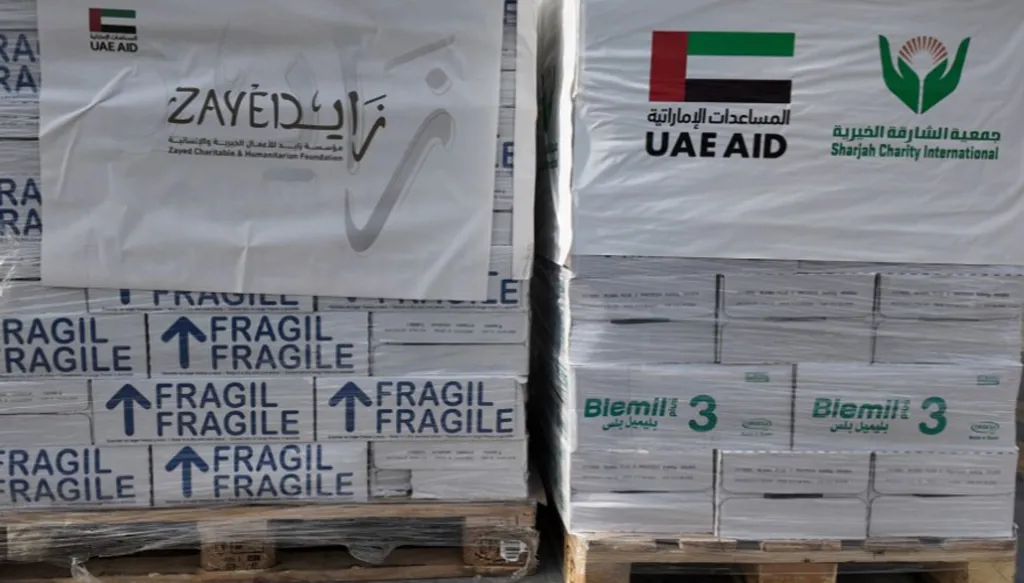 "الفارس الشهم 3" تسير شحنة مساعدات إماراتية لأطفال غزة