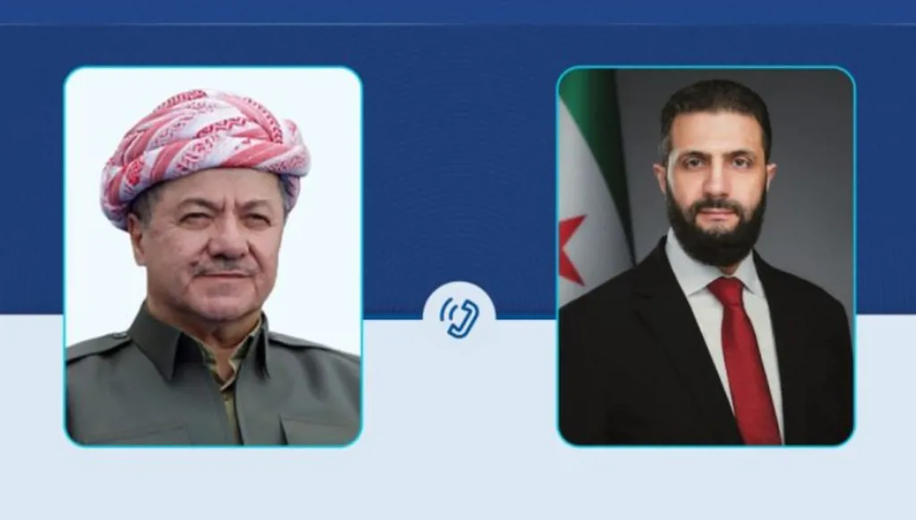 الشرع يبحث مع بارزاني التعاون لتنفيذ الاتفاق مع "قسد"