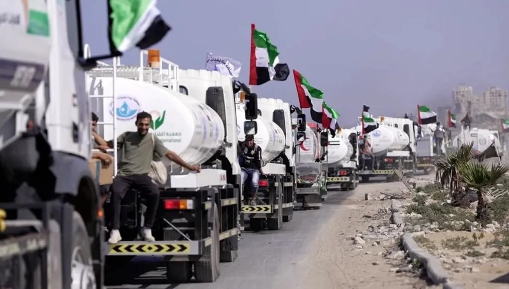  أكبر قافلة صهاريج مياه لشمال قطاع غزة ضمن عملية الفارس ‏الشهم3 (مواقع)‏