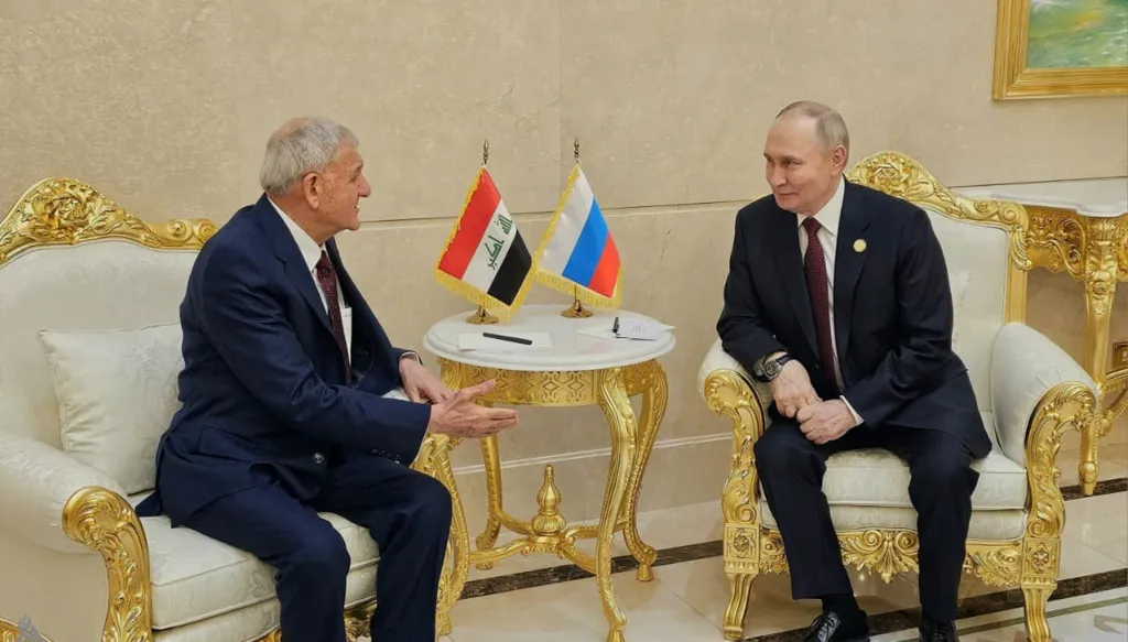 الرئيس العراقي يبحث مع بوتين مستجدّات الأوضاع الإقليمية والدولية