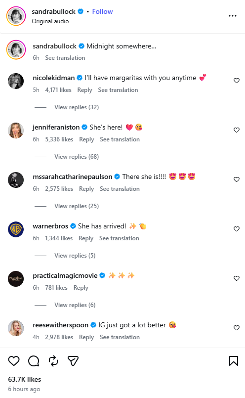 تعليقات النجمات على منشور بولوك (إنستغرام)