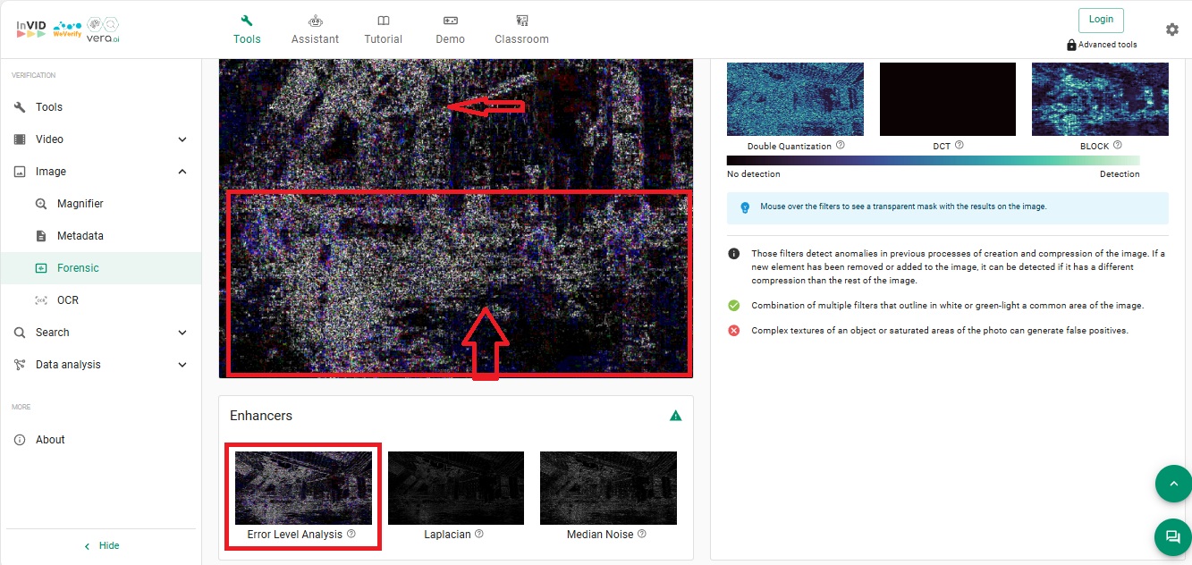 نتيجة فحص الصورة بواسطة Invid
