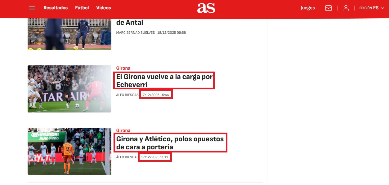 خبران نشرتهما صحيفة آس في موقعها في 17 كانون الاول 2025