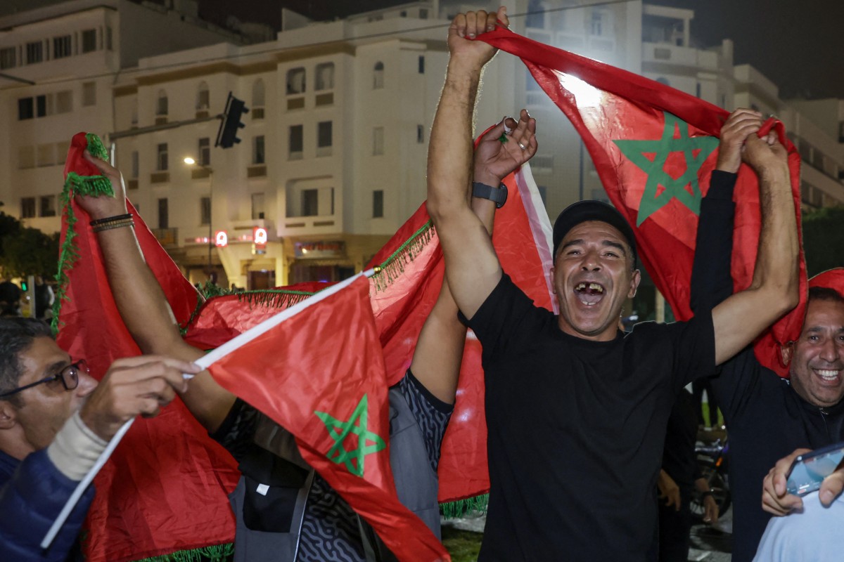 من الاحتفالات في شوارع المغرب. (أ ف ب)