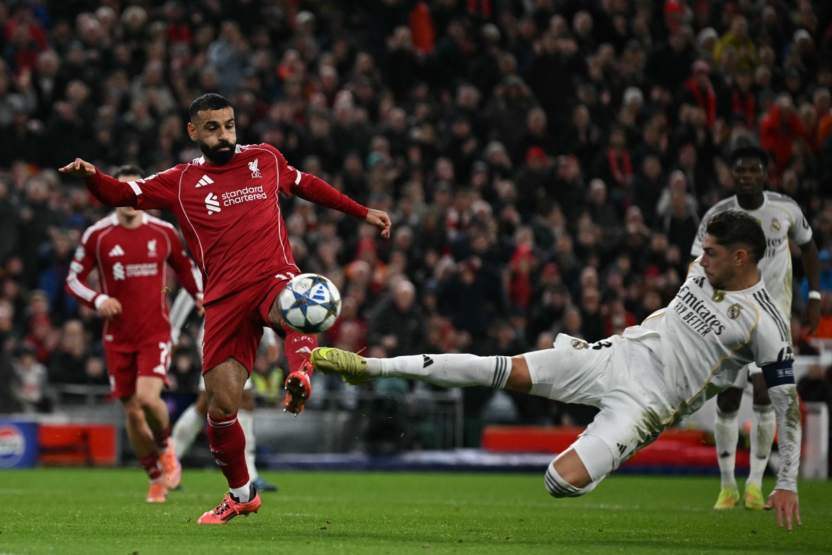 محمد صلاح من مباراة ليفربول وريال مدريد. (أ ف ب)