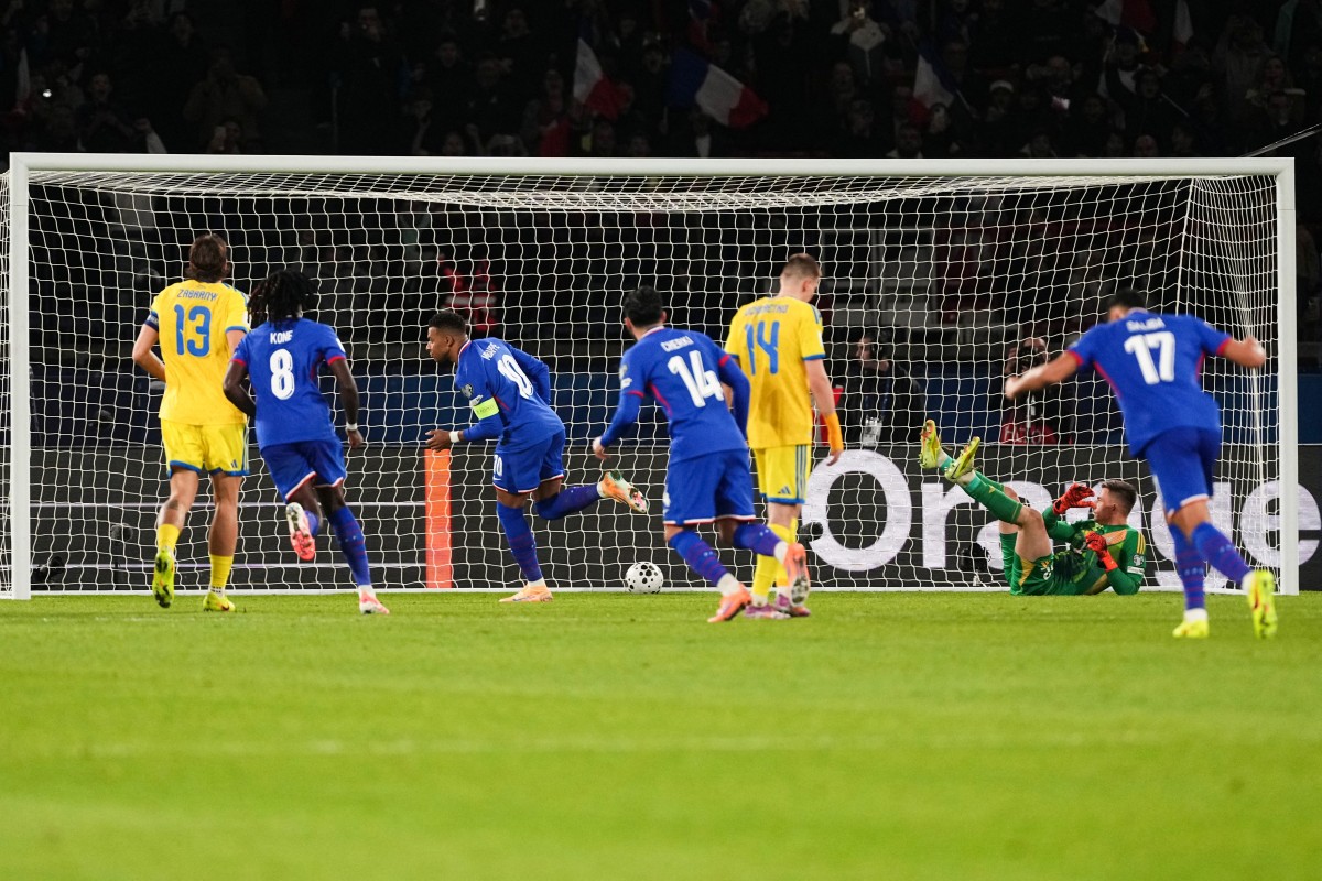 من مباراة فرنسا وأوكرانيا. (أ ف ب) 