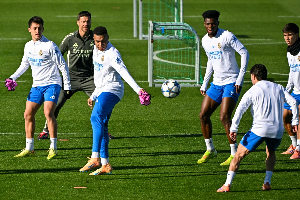 من تدريبات ريال مدريد. (أ ف ب)