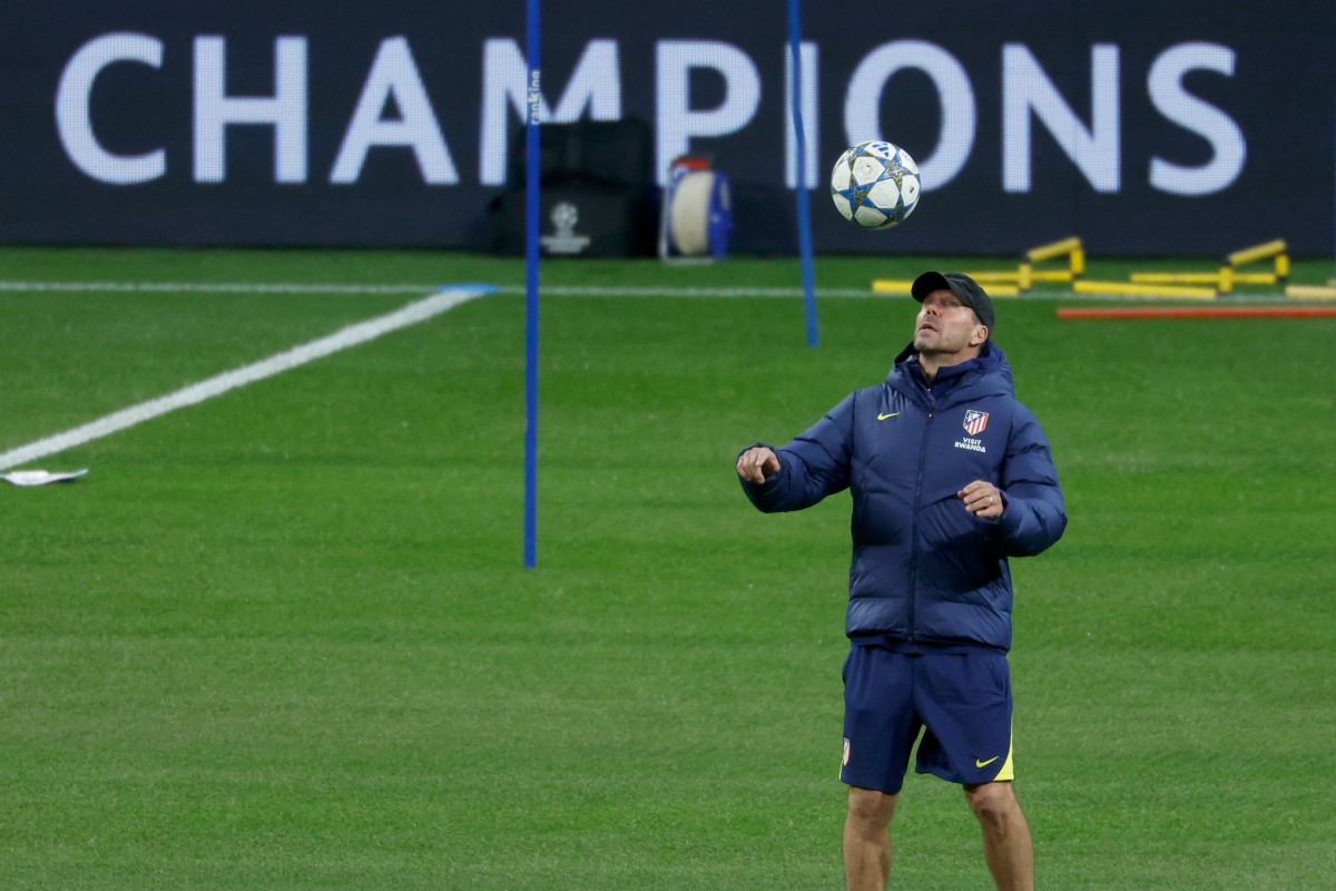 من تدريبات أتلتيكو مدريد. (أ ف ب)