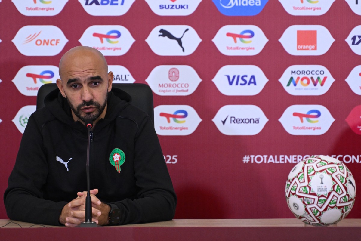 مدرب منتخب المغرب لكرة القدم وليد الركراكي. (أ ف ب) 