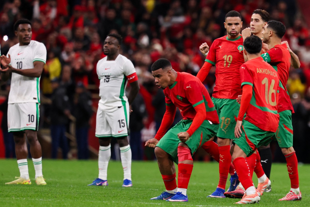 لاعبو المغرب. (أ ف ب) 