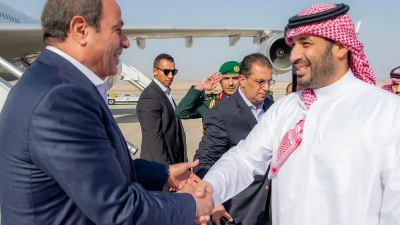 ولي العهد السعودي والرئيس المصري. (وكالات)