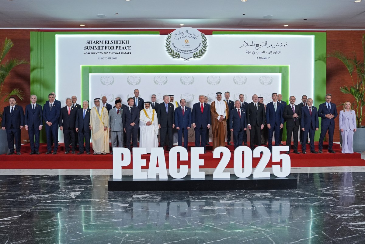 القادة المجتمعون في شرم الشيخ. (أ ف ب)