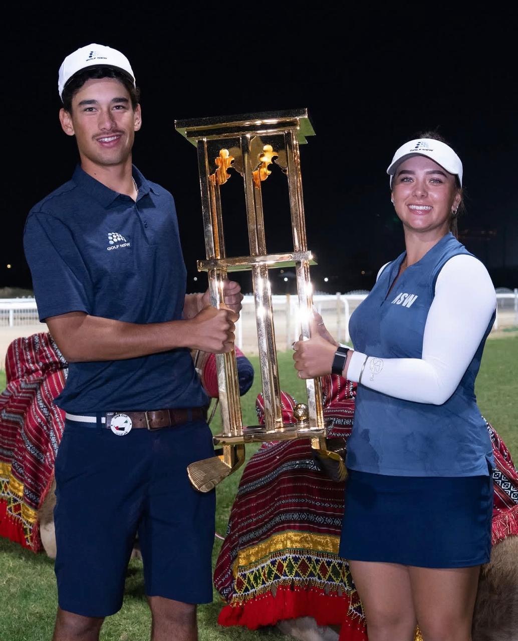 الأسترالي كاين موددنا والكورية يون سيو يانغ بطلا كأس الإمارات للغولف. (وكالات)