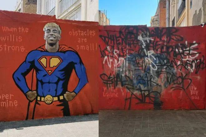 جدارية لامين يامال. (وكالات)