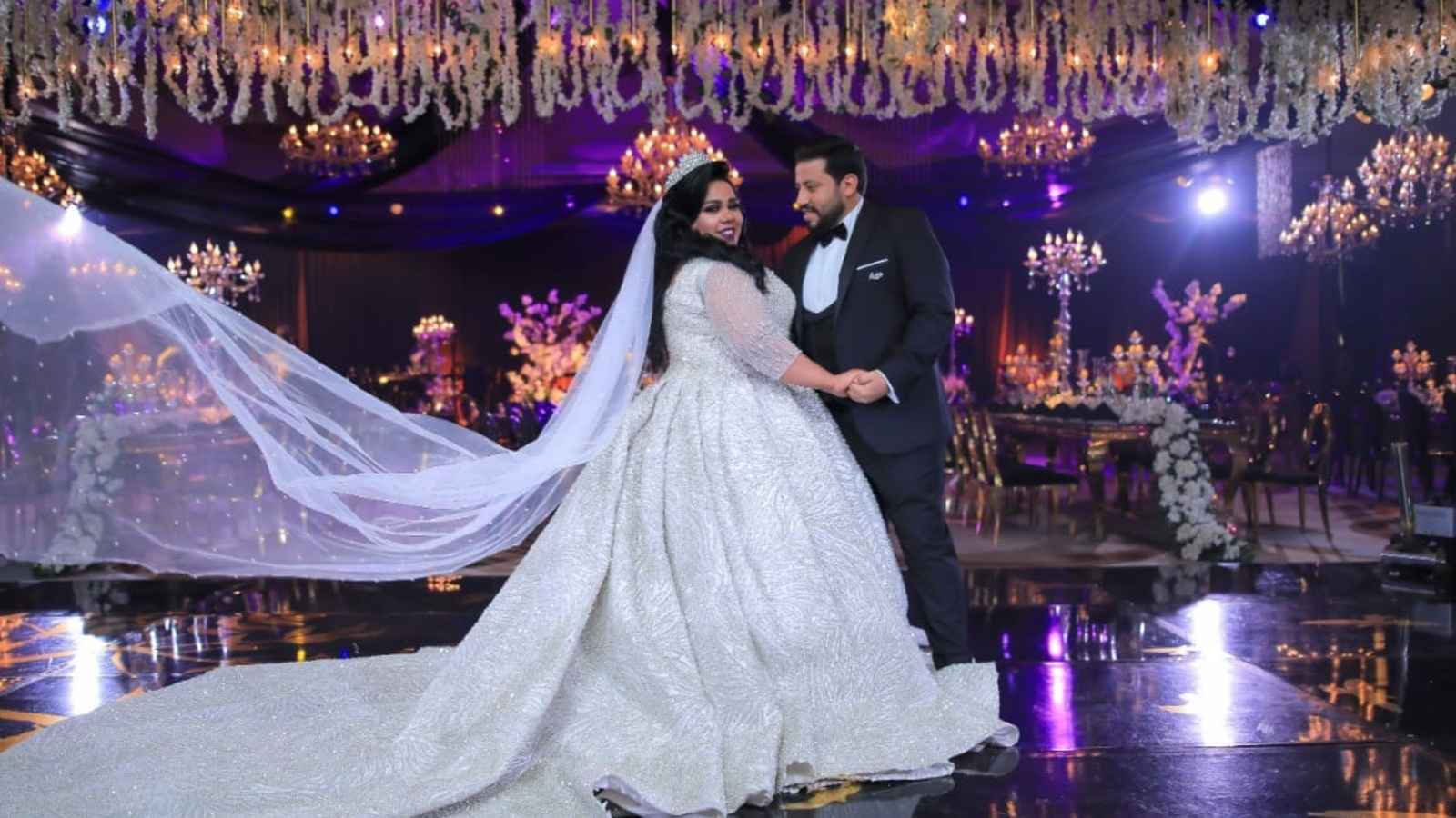 محمد كارتر وشيماء سيف في زفافهما (سوشيال ميديا)