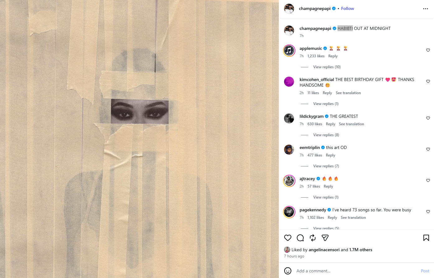 منشور ألبوم HABIBTI (إنستغرام)