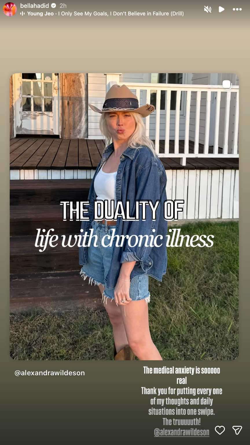 منشور بيلا حديد الثاني (إنستغرام)