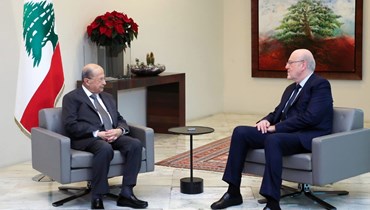 رئيس الجمهورية ميشال عون مع رئيس مجلس الوزراء نجيب ميقاتي.