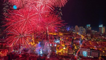 مشهد من احتفالات ليلة رأس السنة في وسط بيروت عام 2018 (نبيل إسماعيل).