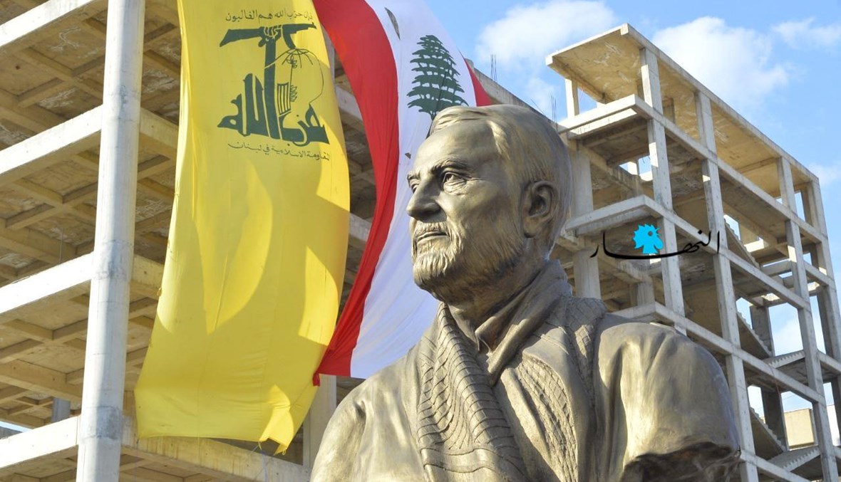 نصب قائد "فيلق القدس" قاسم سليماني في بئر حسن (تعبيرية - حسام شبارو).