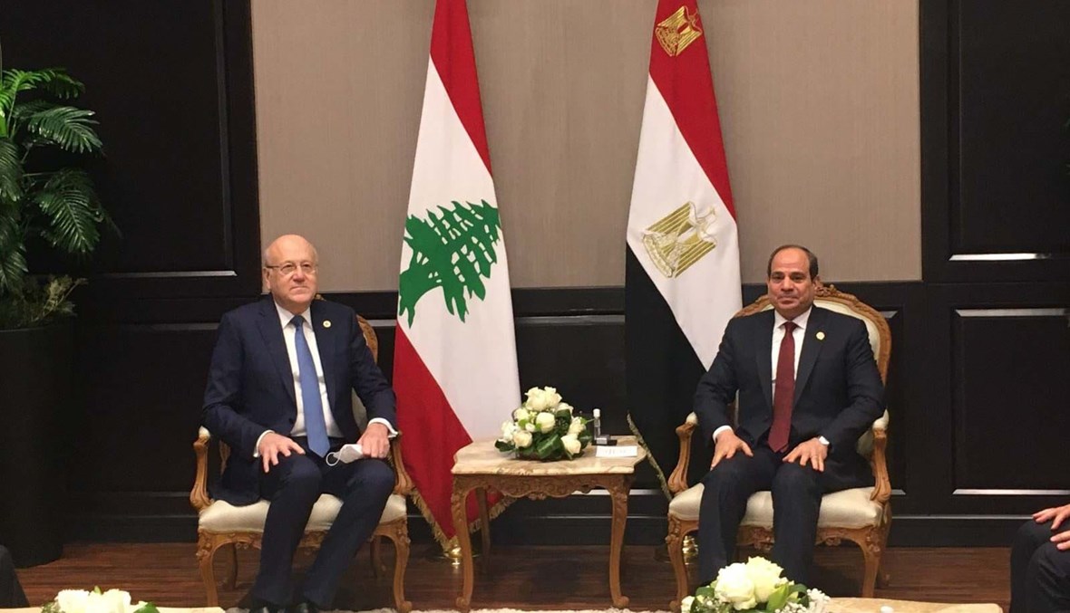الرئيس المصري عبد الفتاح السيسي مستقبلا امس رئيس الوزراء اللبناني نجيب ميقاتي.