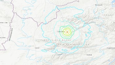 خريطة تظهر موقع الزلزال الذي ضرب غرب افغانستان (earthquake.usgs.gov). 