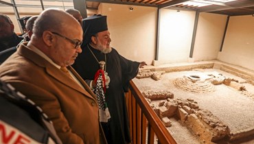 المطران ألكسيوس يحضر افتتاح موقع الكنيسة البيزنطية الاثري في جباليا شمال قطاع غزة (24 ك2 2022، ا ف ب). 