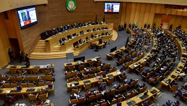 غوتيريس متكلما عبر الشاشة خلال الدورة العادية الـ35 لقمة الاتحاد الأفريقي في أديس أبابا (5 شباط 2022، ا ف ب). 