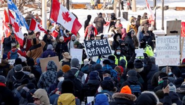 من التظاهرات في كندا (أ ف ب).
