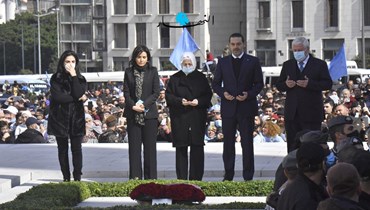 الحريري وعائلته والزميلة نايلة تويني في ذكرى 14 شباط (نبيل اسماعيل).