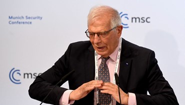 بوريل متكلما خلال مؤتمر ميونيخ للأمن في ميونيخ جنوب ألمانيا (20 شباط 2022، أ ف ب). 