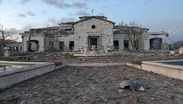 قصر متضرر في أعقاب هجوم ليلي في أربيل شمال العراق (13 آذار 2022، ا ف ب). 