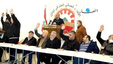 جمعية عمومية لنقابة اصحاب الصهاريج ومتعهدي نقل المحروقات في لبنان، في مقر الاتحاد العمالي العام (حسن عسل).