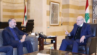 الرئيس نجيب ميقاتي يستقبل أمس وزير الخارجية الإيرانية حسين أمير عبد اللهيان الذي يزور لبنان ليومين بعد زيارة مماثلة لدمشق (نبيل اسماعيل).