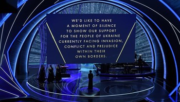 رسالة داعمة لأوكرانيا على مسرح الـ"أوسكار" (أ ف ب).