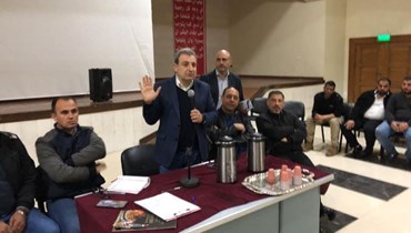 النائب وائل أبو فاعور في لقاء سياسي أقيم في مركز كمال جنبلاط الثقافي الاجتماعي في راشيا.