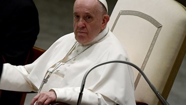 البابا فرنسيس خلال مقابلته العامة في الفاتيكان (أ ف ب).
