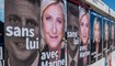 ملصقات حملة مارين لوبين الانتخابية في مدينة كانّ، جنوب فرنسا (1 نيسان 2022- أ ف ب).