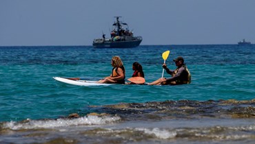 سفينة تابعة للبحريّة الإسرائيليّة قبالة ساحل رأس الناقورة (6 حزيران 2022 - أ ف ب).