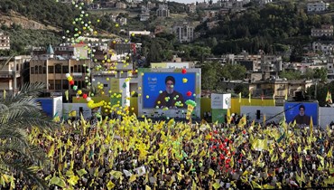 مشهد من تجمّع لمناصري الأمين العام لـ"حزب الله" السيد حسن نصرالله (أ ف ب).