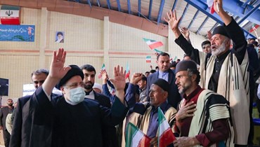 الرئيس الإيراني إبراهيم رئيسي خلال حفل أقيم في مدينة شاهركرد (أ ف ب).