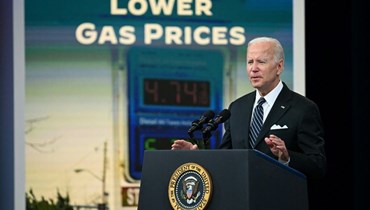 الرئيس الأميركي جو بايدن في خطاب حول أزمة الوقود (أ ف ب).