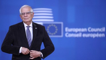 بوريل لدى وصوله الى اجتماع قادة الاتحاد الأوروبي وغرب البلقان في بروكسيل (23 حزيران 2022، أ ف ب). 