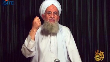 لقطة شاشة من فيديو نشره تنظيم القاعدة في 11 أيلول 2012، تظهر الظواهري متكلما في مكان مجهول في ذكرى هجمات 11 أيلول (أ ف ب). 