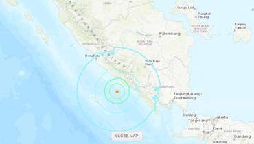 خريطة تظهر موقع الزلزال جنوب اندونيسيا (earthquake.usgs.gov). 