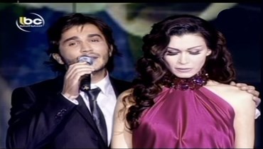 الفنان الراحل جورج الراسي وشقيقته نادين في برنامج "ديو المشاهير" عام 2010.