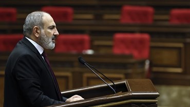 باشينيان يلقي خطابا في الجمعية الوطنية لأرمينيا في يريفان (13 ايلول 2022، أ ب). 