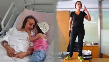 صورة مركبة للناشطة سالي الحافظ، وشقيقتها المريضة وطفلتها. 