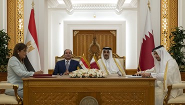 امير قطر والسيسي خلال توقيع مذكرات تفاهم مشتركة (14 ايلول 2022، وكالة الانباء القطرية). 
